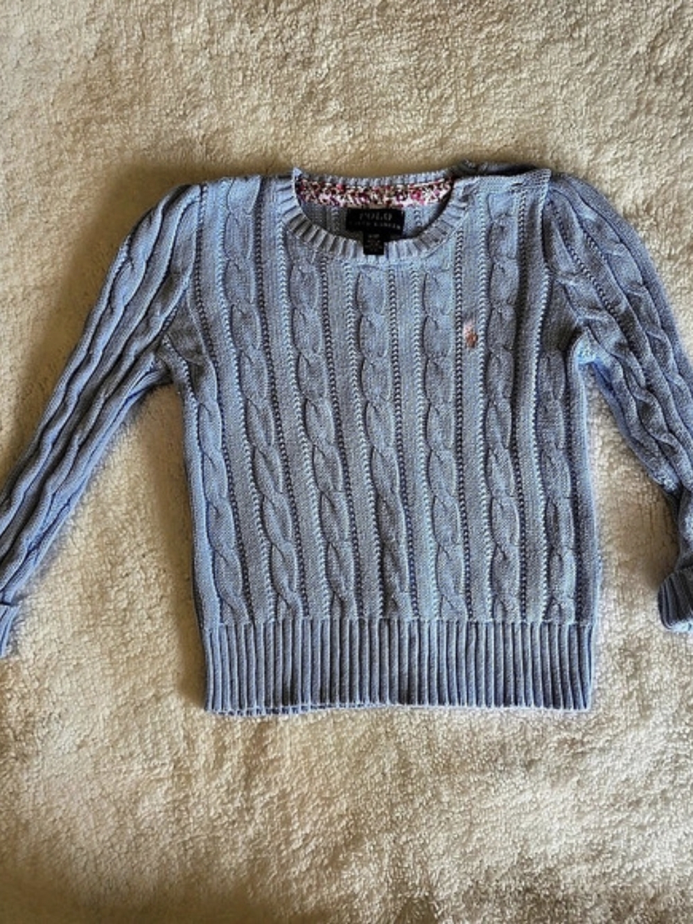 100% Cotton Polo Ralph Lauren Girls Cable-Knit Cotton Cardigan Blue 3T